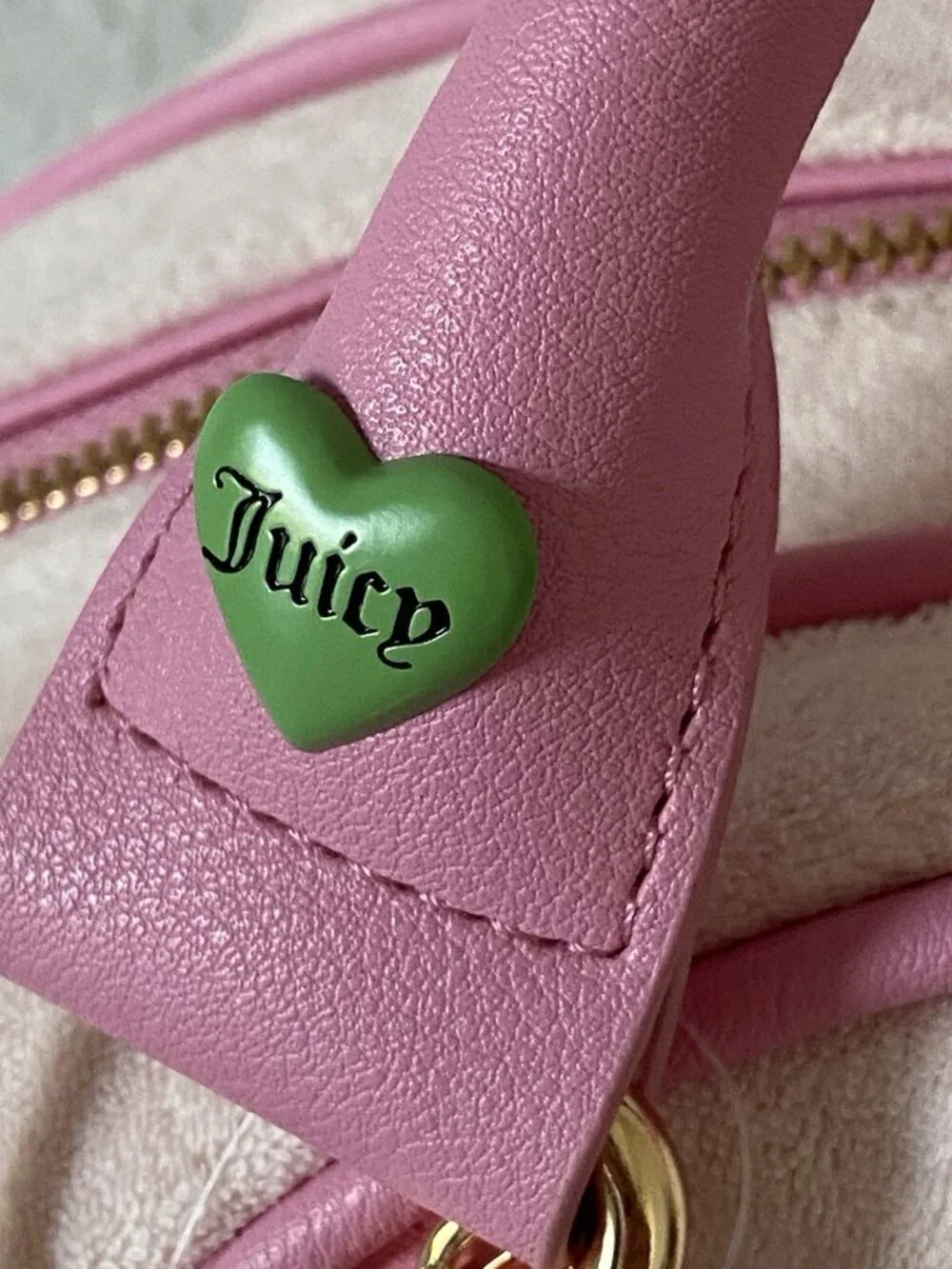 Juicy Couture Retro Strawberry Powder‎ Blush Bowler Satchel Bag W/Pouch NEW